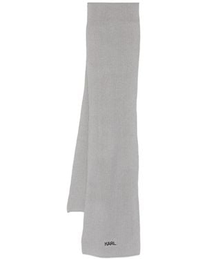 KARL LAGERFELD Logo-Embroidered Scarf - Grey