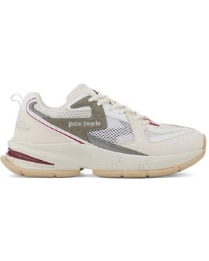 Palm Angels Mesh-Panelled Leather Trainers - White