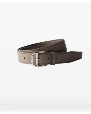 Prada Pebbled-Leather Belt - Gray