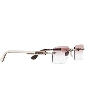 Chrome Hearts Deep 2 Rectangle-Frame Sunglasses - White