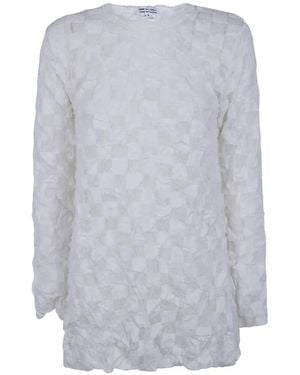 Comme des Garçons Chequered Textured-Finish Top - Grey