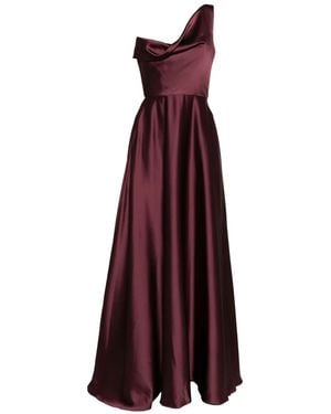 Amsale One-Shoulder Draped Gown - Purple