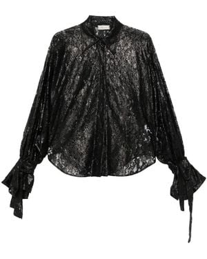Blumarine Lace Tie-Cuff Shirt - Black