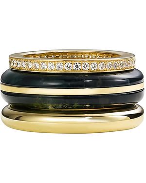 BY PARIAH Agate And Diamond Ring (Set Of Three) - Metallic