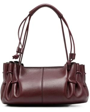 Hereu Ruched Leather Tote Bag - Purple
