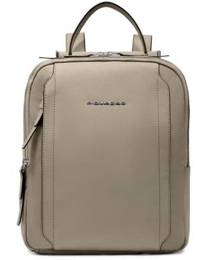Piquadro Logo-Lettering Backpack - Grey