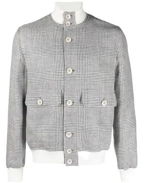 Brunello Cucinelli Plaid Button-Up Jacket - Grey