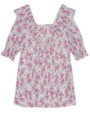 Ganni Gerüschtes Kleid mit Falten - Pink