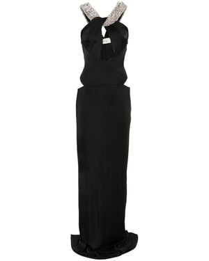 The New Arrivals Ilkyaz Ozel Rio Crystal-Embellished Cutout Maxi Dress - Black