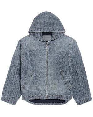 Balenciaga Denim Stitch Hooded Jacket - Blue
