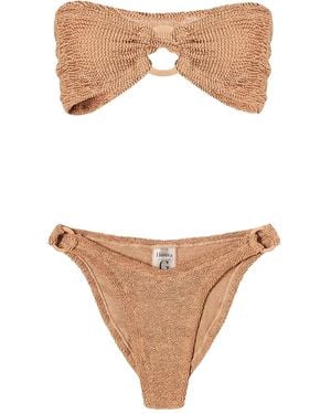 Hunza G Ring-Detail Bandeau Bikini - White