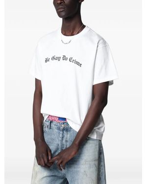 DAGGER Print-Detail Round-Neck T-Shirt - White