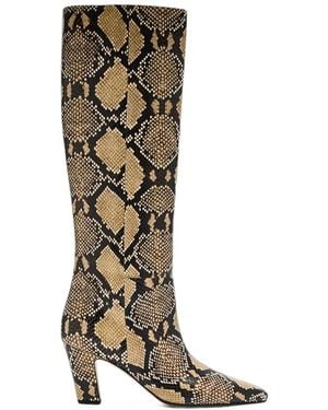 Aeyde Silva Snake-Effect Knee-High Boots - White