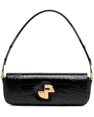 Patou Le Lock Crocodile-Embossed Shoulder Bag - Black