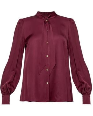 Nissa Bow-Detail Viscose Shirt - Purple