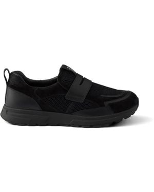 Prada Mocassins Prax En Tissu Mesh Et Cuir - Noir