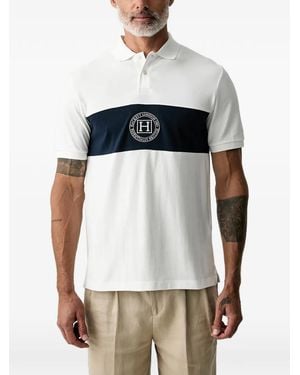 Hackett Logo-Embroidered Buttoned Polo Shirt - White