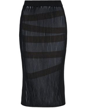 Issey Miyake Striped Slit Skirt - Black