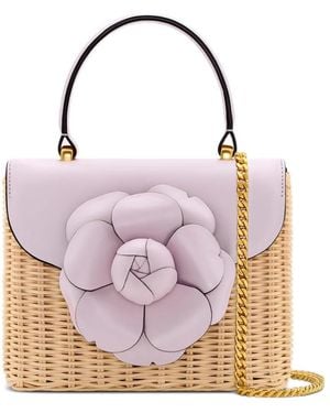 Oscar de la Renta Mini Tro Flower-Appliqué Tote Bag - Pink