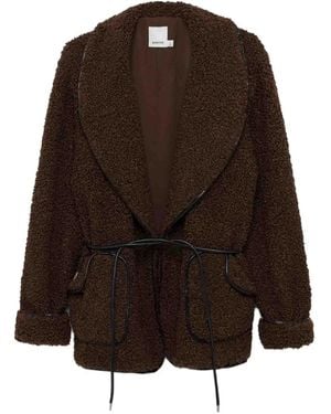 Jonathan Simkhai Tie-Waist Fleece Jacket Coat - Brown