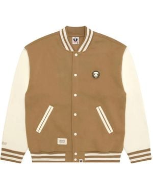 Aape By A Bathing Ape Logo-Patch Bomber Jacket - Natural