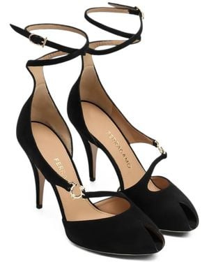 Ferragamo Escarpins Gancini À Bride Cheville - Noir