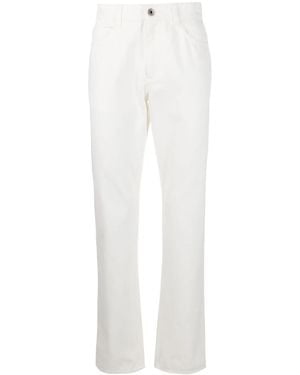 Ferragamo Straight-Leg Logo Patch Jeans - White