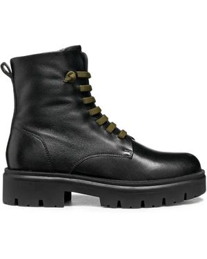 Geox Bottines Klargena En Cuir À Lacets - Black