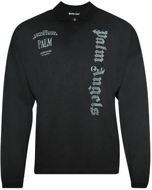 Palm Angels Pa Dollar Long-Sleeve Polo Shirt - Black