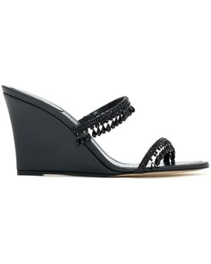 Rene Caovilla Taylor Crystal-Embellished Wedge Sandals - White