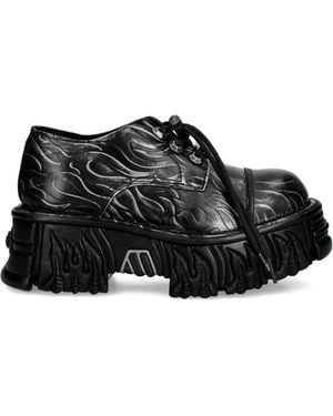 New Rock Flame-Print Trainers - Black