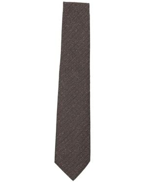 Canali Textured-Finish Silk Tie - White