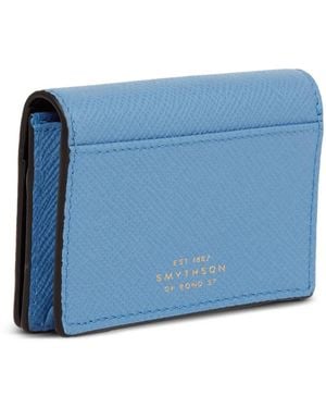 Smythson Panama Folded Card Case - Blue