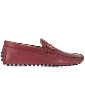 Tod's T-Logo Leather Loafers - Red