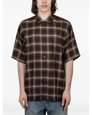 stein Check-Pattern Oversized Shirt - Black