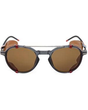 Julbo Leather-Shield Round-Frame Sunglasses - Grey
