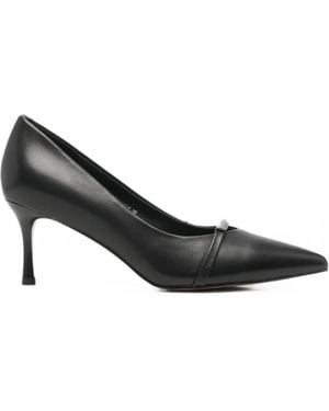 SERGIO MORETTI FIRENZE Pointed-Toe Bar-Detail Court Shoes - Black