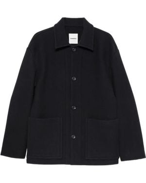 Sandro Button-Fastening Wing-Collar Jacket - Black