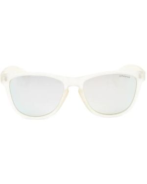 Polaroid Square-Frame Mirrored Sunglasses - White