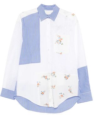 MSGM Striped-Pattern Long-Sleeve Shirt - White