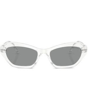 Swarovski Crystal-Embellishment Geometic-Frame Sunglasses - White