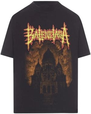 Balenciaga Sacré Cœur Print-Detail T-Shirt - Black