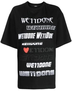 we11done Logo-Print Cotton T-Shirt - Black