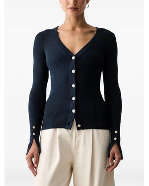 Guess Ribbed-Knit Cardigan - Blue