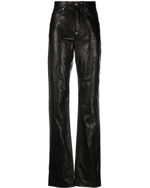 Philipp Plein Straight-Leg Lambskin Trousers - Black