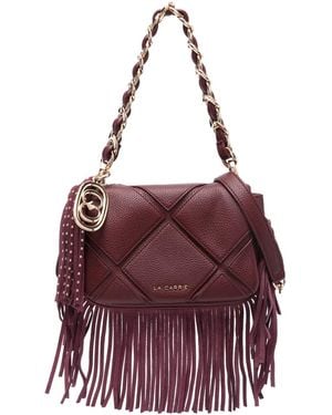 La Carrie Small Isabel Quilted Fringed Shoulder Bag - Purple