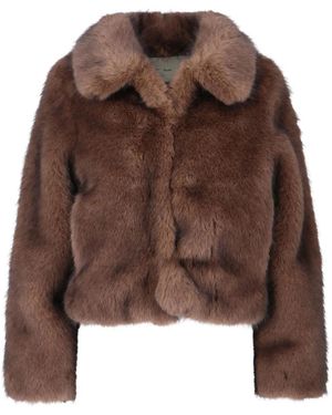 DUNST Fur-Faux Jacket - Brown