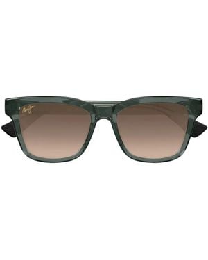 Maui Jim Eckige Sonnenbrille Mit Glanzoptik - Grün
