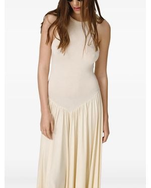 Pink Pleated Maxi Dress - Natural