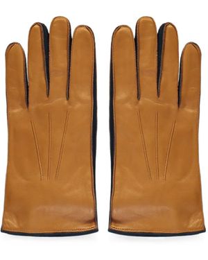 Moorer Topstitched Leather Gloves - Brown